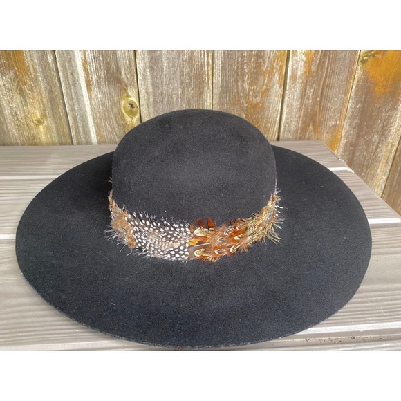 Adora Hats Accessories - ADORA HATS 100% black wool feather boho hat